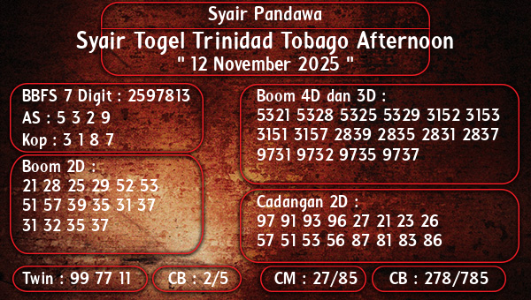 Syair Pandawa - Syair Togel Trinidad Tobago Afternoon