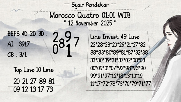 Syair Pendekar - Morocco Quatro 01:01 WIB