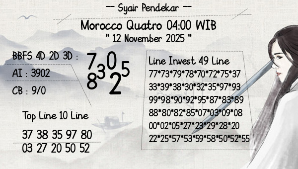Syair Pendekar - Morocco Quatro 04:00 WIB
