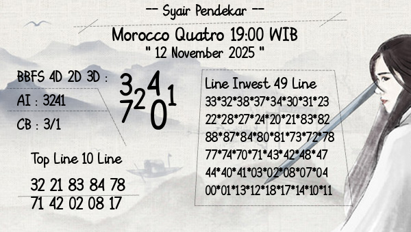 Syair Pendekar - Morocco Quatro 19:00 WIB
