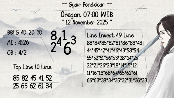Syair Pendekar - Oregon 07:00 WIB