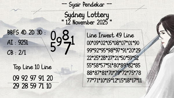 Syair Pendekar - Sydney Lottery