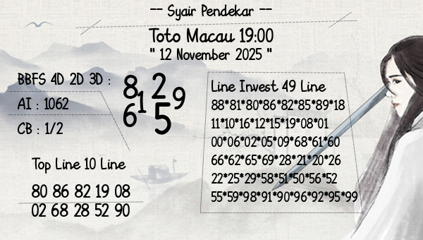 Syair Pendekar - Toto Macau 19:00