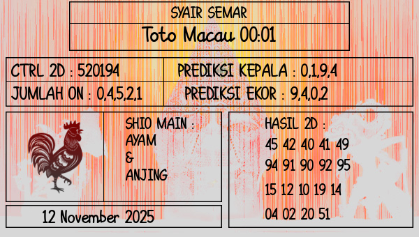 SYAIR SEMAR - Toto Macau 00:01