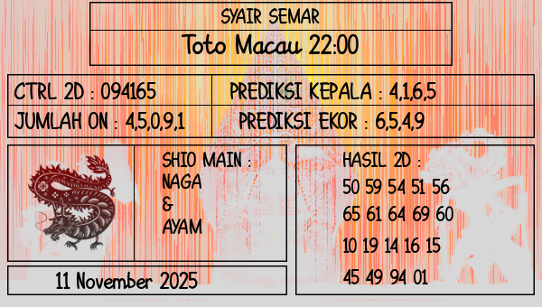 SYAIR SEMAR - Toto Macau 22:00