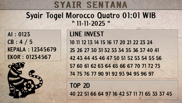  - Syair Togel Morocco Quatro 01:01 WIB