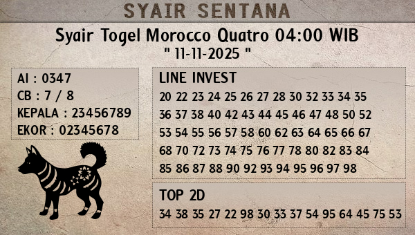  - Syair Togel Morocco Quatro 04:00 WIB