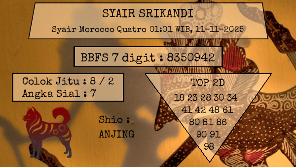 SYAIR SRIKANDI - Syair Morocco Quatro 01:01 WIB