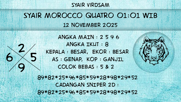 Syair Virdsam - Syair Morocco Quatro 01:01 WIB