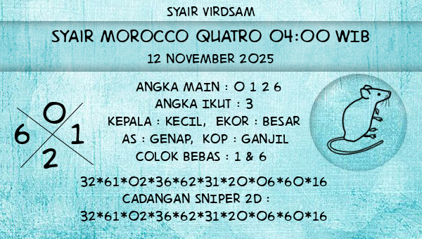Syair Virdsam - Syair Morocco Quatro 04:00 WIB