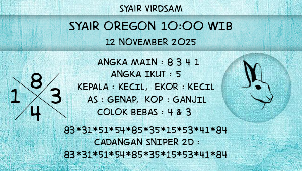 Syair Virdsam - Syair Oregon 10:00 WIB