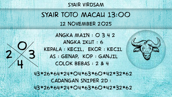 Syair Virdsam - Syair Toto Macau 13:00