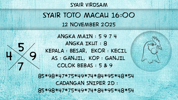 Syair Virdsam - Syair Toto Macau 16:00