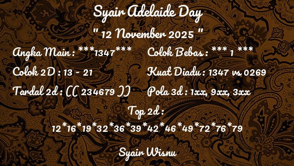 Syair Wisnu - Syair Adelaide Day