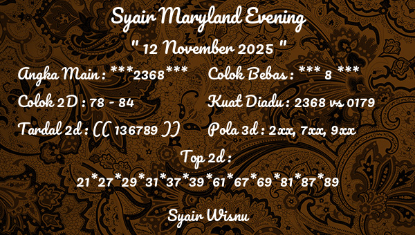 Syair Wisnu - Syair Maryland Evening