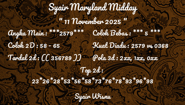 Syair Wisnu - Syair Maryland Midday