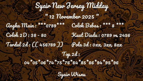 Syair Wisnu - Syair New Jersey Midday