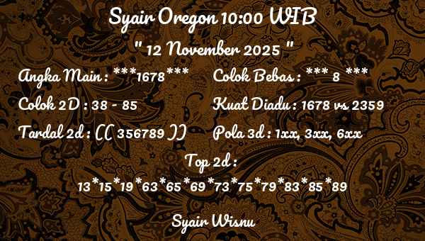 Syair Wisnu - Syair Oregon 10:00 WIB