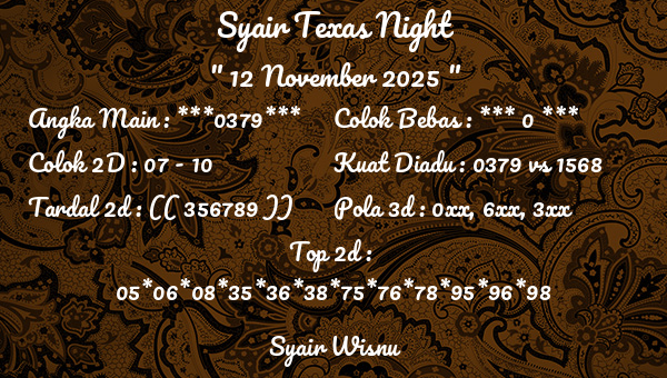 Syair Wisnu - Syair Texas Night