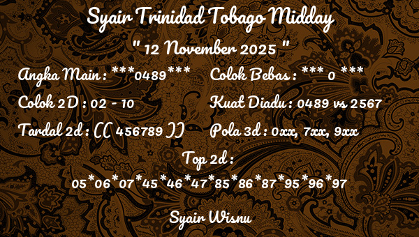 Syair Wisnu - Syair Trinidad Tobago Midday