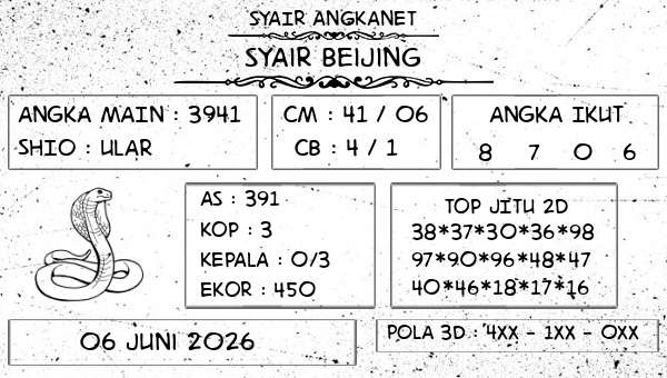 SYAIR ANGKANET - Syair Beijing