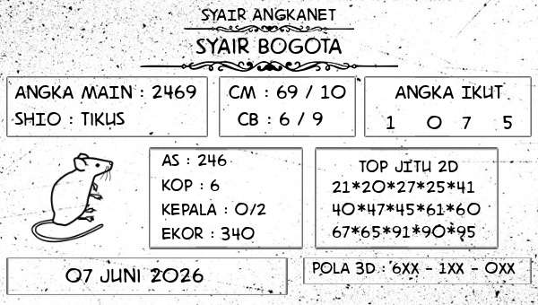 SYAIR ANGKANET - Syair Bogota