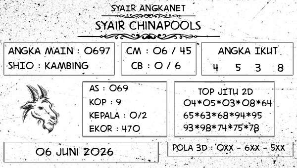SYAIR ANGKANET - Syair Chinapools
