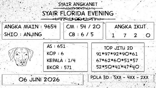 SYAIR ANGKANET - Syair Florida Evening
