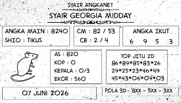 SYAIR ANGKANET - Syair Georgia Midday
