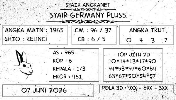 SYAIR ANGKANET - Syair Germany Plus5