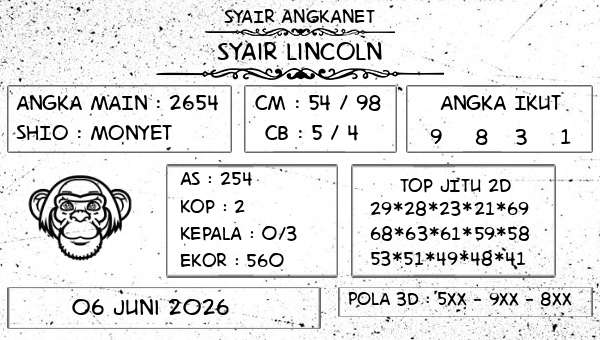 SYAIR ANGKANET - Syair Lincoln