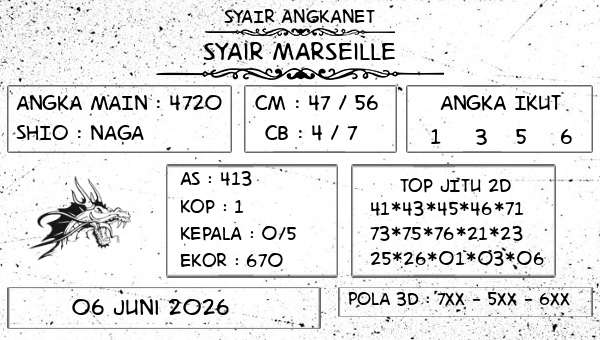 SYAIR ANGKANET - Syair Marseille