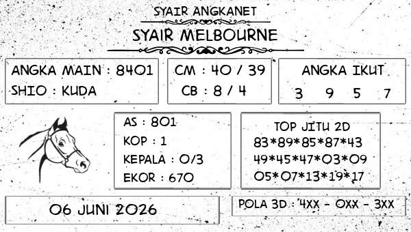 SYAIR ANGKANET - Syair Melbourne