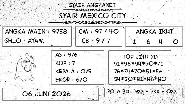 SYAIR ANGKANET - Syair Mexico City
