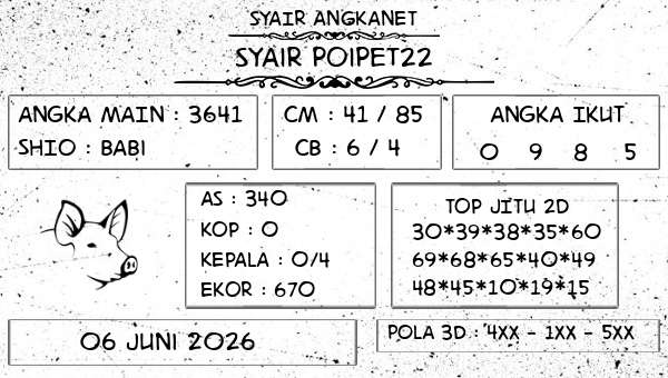 SYAIR ANGKANET - Syair Poipet22