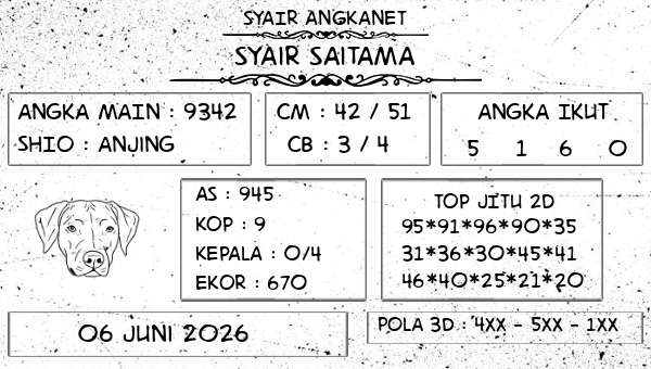 SYAIR ANGKANET - Syair Saitama