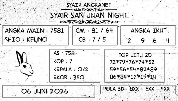 SYAIR ANGKANET - Syair San Juan Night