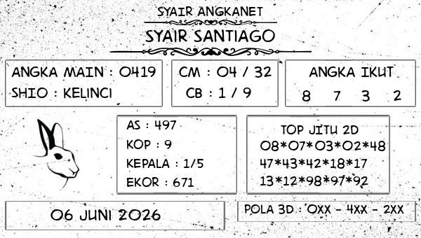SYAIR ANGKANET - Syair Santiago