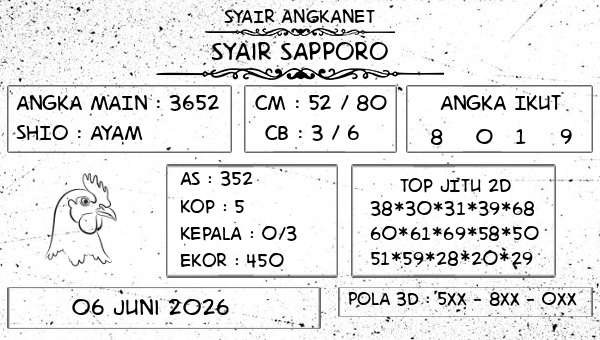 SYAIR ANGKANET - Syair Sapporo