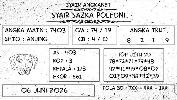 SYAIR ANGKANET - Syair Sazka Poledni