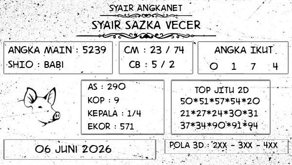 SYAIR ANGKANET - Syair Sazka Vecer