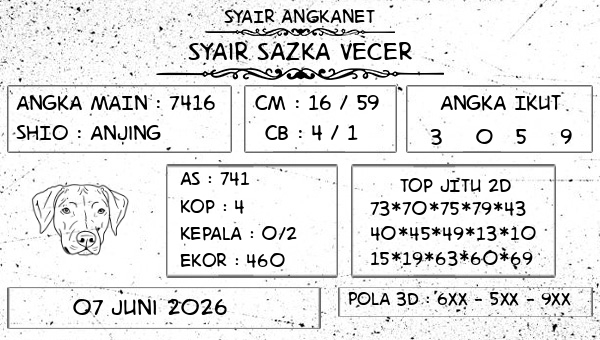 SYAIR ANGKANET - Syair Sazka Vecer