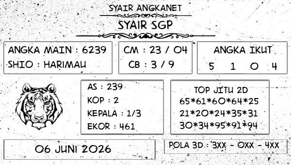SYAIR ANGKANET - Syair SGP