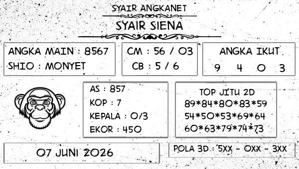 SYAIR ANGKANET - Syair Siena
