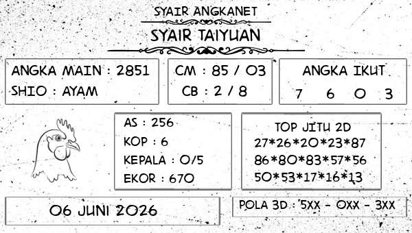 SYAIR ANGKANET - Syair Taiyuan