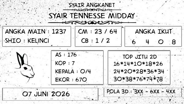 SYAIR ANGKANET - Syair Tennesse Midday