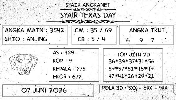 SYAIR ANGKANET - Syair Texas Day