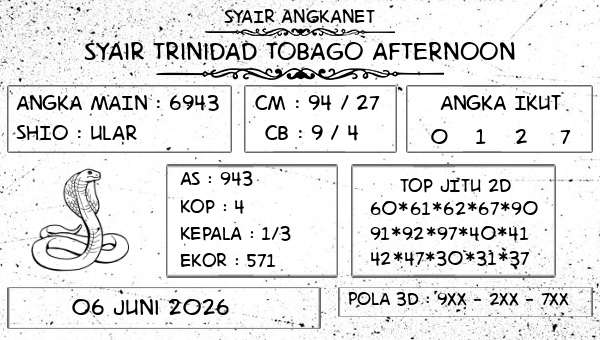 SYAIR ANGKANET - Syair Trinidad Tobago Afternoon