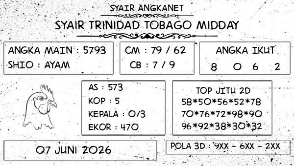 SYAIR ANGKANET - Syair Trinidad Tobago Midday
