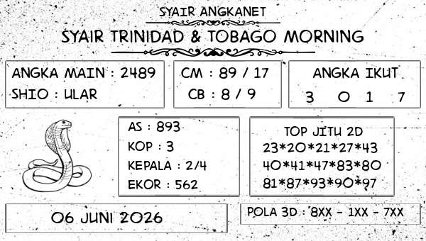 SYAIR ANGKANET - Syair Trinidad & Tobago Morning